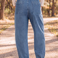 Dämmerungsblaue elastische Taille-Harem-Jeans in knöchellanger Länge - Foto 2