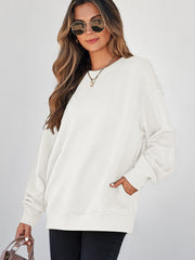 Schwarzer, einfarbiger strukturierter Pullover mit Rundhalsausschnitt – Damesmode Afbeelding 6 - Miniatuur