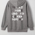 Felpa Ghost Stampata Halloween Grigio Scuro Spalancata Oversize - Foto 4