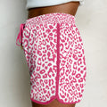 Rosa Leopard Elastesch Tailleband Schnürung Kontrast Trim Casual Shorts - Foto 3