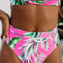 Rose Tropical Print Textured Bikini Bottoms