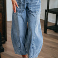 Myosotis: Große Patch-Tasche, Kordelzug, Papiertasche, Taille-Barrel-Jeans - Foto 1