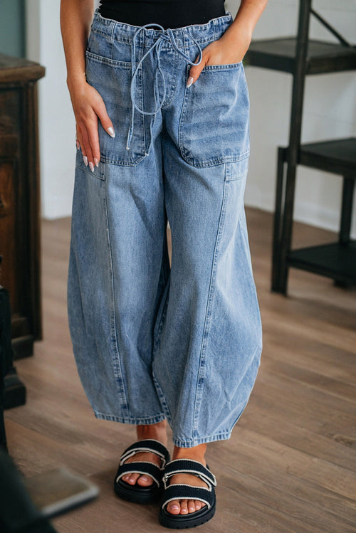 Jeans Myosotis Large Patch Pocket String, Sac en papier Taille Barrel