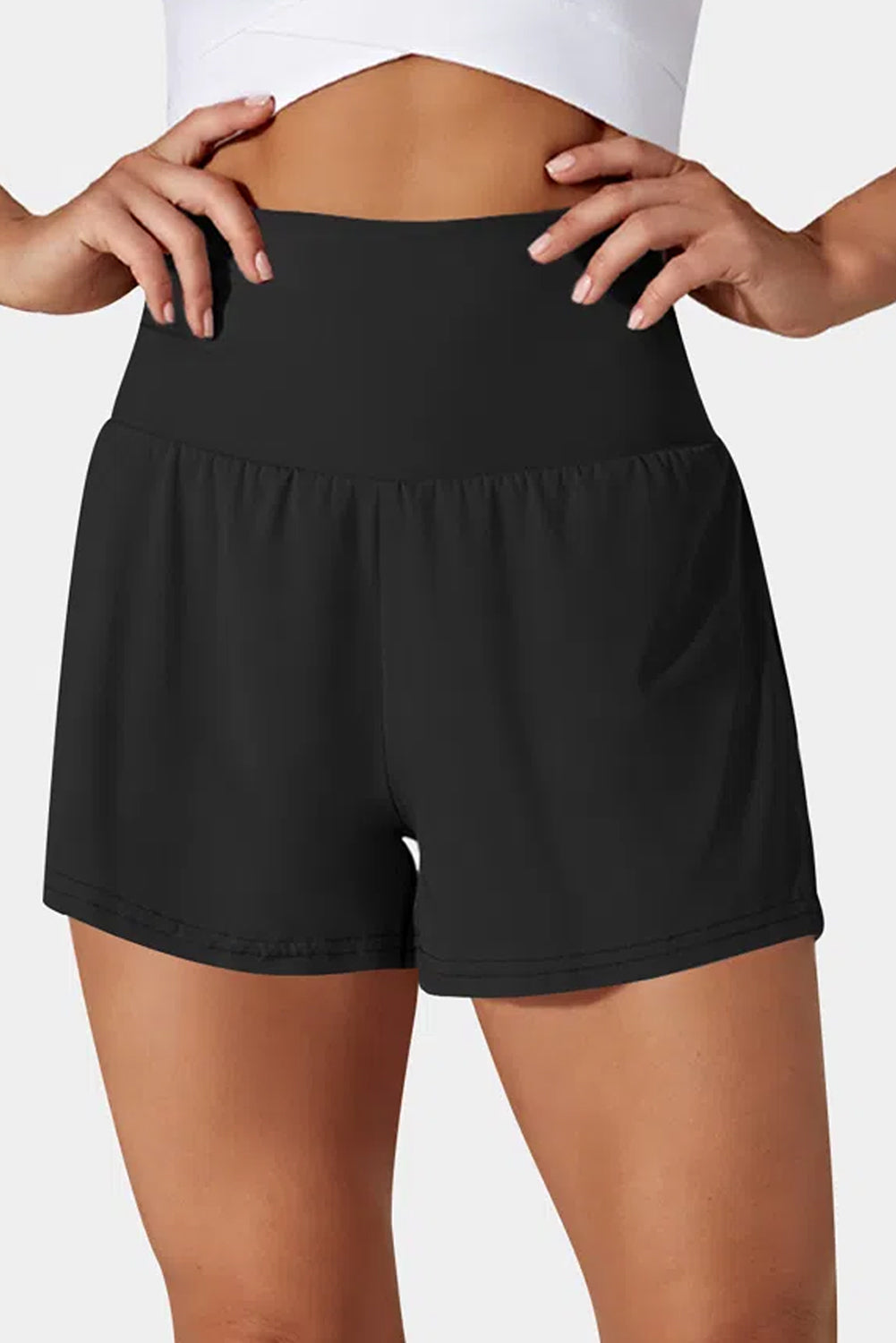 Black Pocketed Wide Waistband Swim Shorts - Damesmode Afbeelding 3