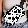 White Cow Pattern Print Buckle Wide Belt Inclined Shoulder Bag - Foto 6