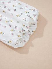 Rote Streifen Blumen-Puffärmel-Patchwork Rundhals-Oberteil mit lockerem Oberteil - Miniatuur