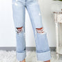 Beau Blauw Light Wash Distressed Straight Jeans
