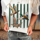 Strips blancs de colverts de l’Ouest imprimé t-shirt décontracté à col rond - Thumbnail