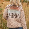 Light French Beige Aztec Quilted Patchwork Western Fashion Jacket - Foto 2