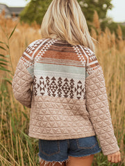 Giacca di moda occidentale patchwork in stile beige francese francese chiaro e trapuntato - Miniatuur