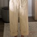 Apricot Stripe Ribbon Drawstring Waist Full-Length Shift Pant - Damesmode Afbeelding 6 - Foto 6
