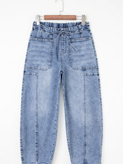 Myosotis Large Patch Pocket Drawstring Paperbag Waist Barrel Jeans - Miniatuur