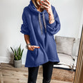 Felpa Tunica Ampia Ampia con Camicia Ampia con Fodera in Pile Blu Sporco - Foto 3