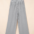 Black Stripe Plus Size Tie Waist Loose Pants - Damesmode Afbeelding 3 - Foto 3