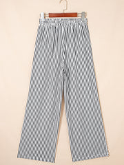 Black Stripe Plus Size Tie Waist Loose Pants - Women's Fashion Image 3 - Miniatuur