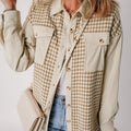 Pergament Houndstooth Cord Patchwork Flap Pocket Shacket - Foto 3