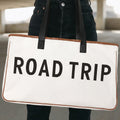 White Canvas Road Trip Tote Bag 50x15x30cm Summer Travel Carryall - Foto 3