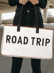 Weiße Canvas-Roadtrip-Tasche 50x15x30cm Sommerreise-Handtasche - Miniatuur