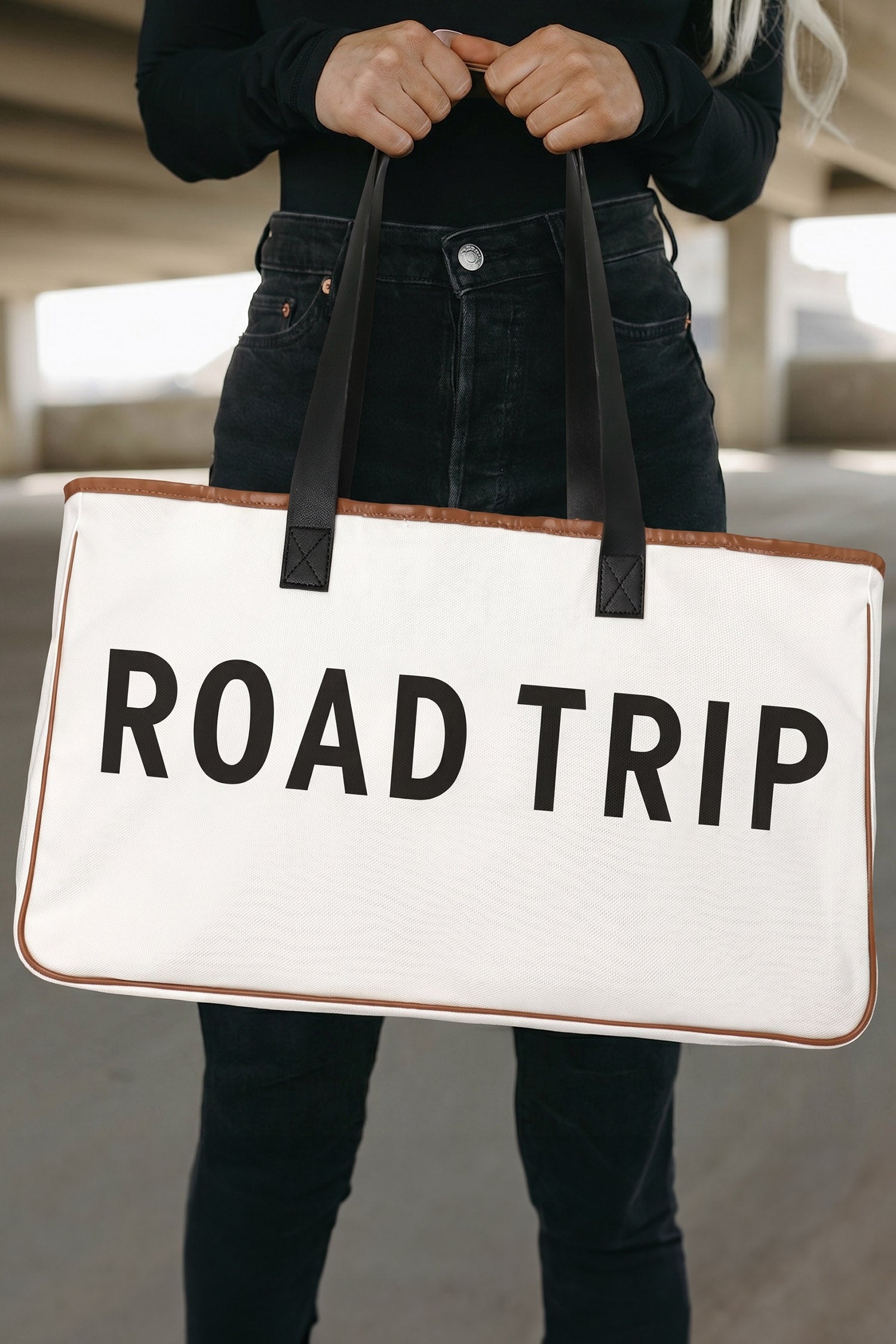 Weiße Canvas-Roadtrip-Tasche 50x15x30cm Sommerreise-Handtasche