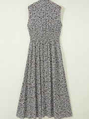 Beige Leoparden-Reißverschluss vorne mit V-Ausschnitt und schmaler Taille ärmelloses Maxikleid – Damenmode Bild 6 - Miniatuur