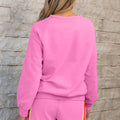 Bonbon Striped Accent Pullover and Shorts Two Piece Casual Set - Damesmode Afbeelding 2 - Foto 2