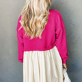Rosarote Pullover-Poplin-Minikleid - Foto 2