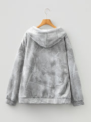 Grauer Plus-Size-Camouflage-Woodland-Print-Oversize-Sporthoodie - Miniatuur