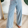 Beau Blue Solid Full-Length Regular Pocket Detail Wholesale Denim Jeans - Damesmode Afbeelding 3 - Foto 3