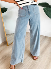 Beau Blue Solid Ganzlänge Regular Pocket Detail Wholesale Denim Jeans – Damesmode Afbeelding 3 - Miniatuur