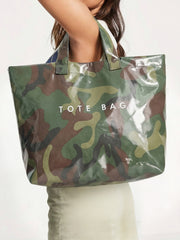 Schwarz-weiß-karierte glänzende PU-Leder-Tote-Bag – Damesmode Afbeelding 7 - Miniatuur