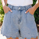 Myosotis Effen Color Scalloped Trim Casual Spijkerstof Shorts