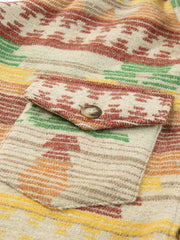 Yellow Western Aztec Print Button Flap Pocket Shacket - Miniatuur