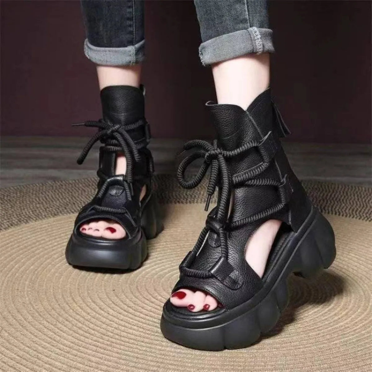 Chunky Platform Lace-Up Sandals - Exklusive Damenmode & Kleidung Kollektion | Redblad Deutschland