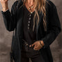 Black Side Pockets Lapel Collar Denim Jacket