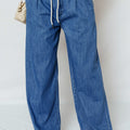Dämmerblaue Schnürung Pull-on Wide Legs Jeans - Foto 4
