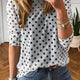 Zwart Stippenpatroon Sheer Mesh met Lange Mouwen Ronde Hals Shift Top