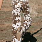Brown Abstract Pattern Regular Fit Full-Length Western Style Jeans - Damesmode Afbeelding 6 - Thumbnail