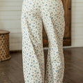 Beige Grommet Knot Waist Floral Barrel Leg Jeans - Damesmode Afbeelding 2 - Foto 2