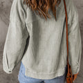 Sky Blue Raw Hem Flap Pockets Cropped Corduroy Jacket - Foto 2