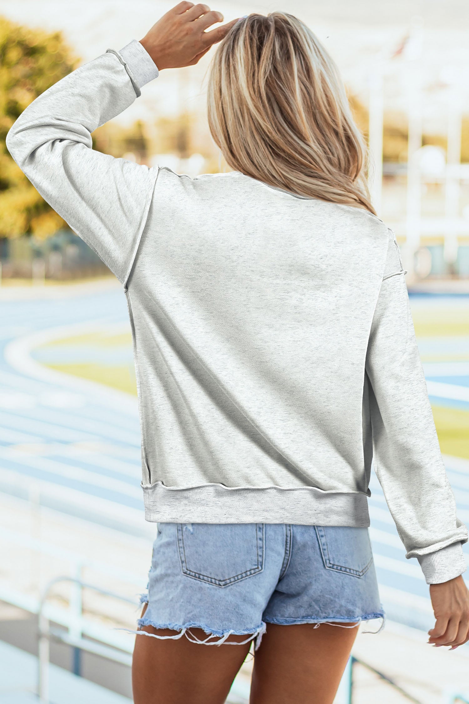 Hellgrauer ARKANSAS/AR doppelseitiger Pullover mit Mock-Neck-Reversibel