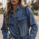 Camicia con bottoni con dettagli in denim vintage blu crepuscolo