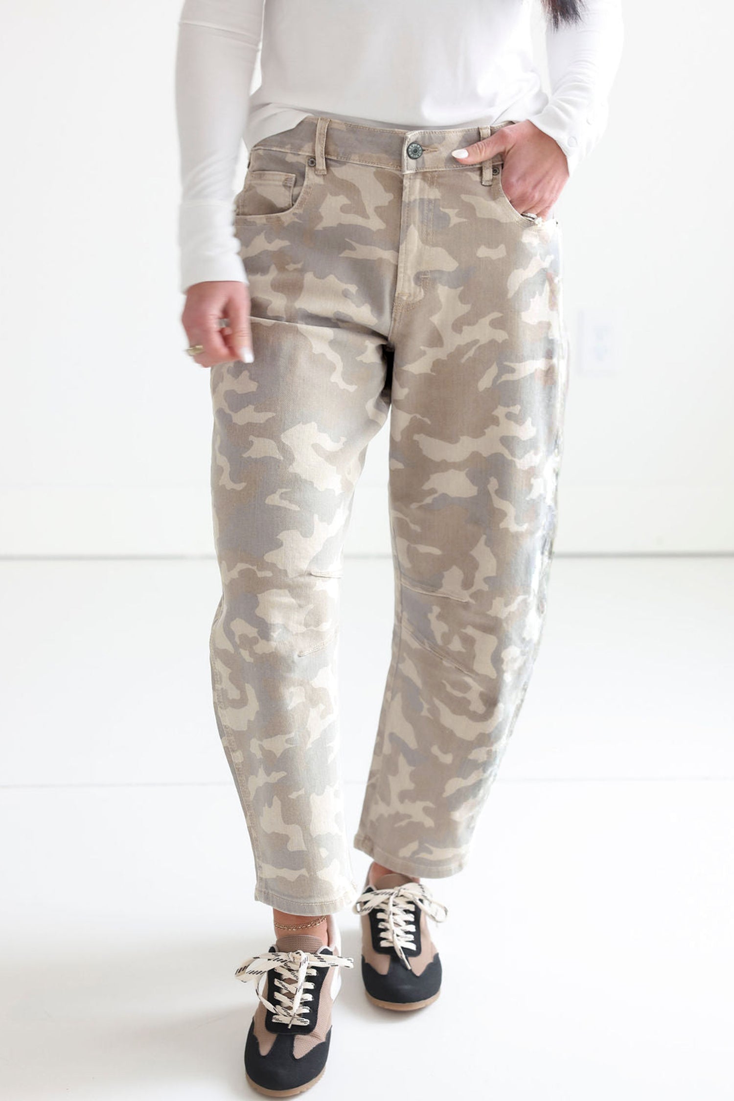 Vaqueros camuflaje camuflado caqui con bolsillo hasta el tobillo
