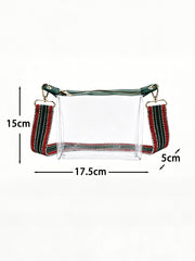 Blackish Green Contrast Trim Zipped Transparent PVC Single Shoulder Bag - Damesmode Afbeelding 2 - Miniatuur
