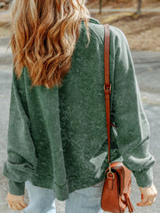 Grüner Vintage-Wash Flap Pocket Button Shacket - Miniatuur