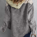 Chaqueta de pana con capucha con botones y bloque de color gris - Foto 2