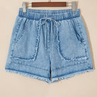 Myosotis Frayed Edge Casual Denim Shorts - Thumbnail