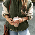 Chaqueta bomber de pana de felpa de retallos de felpa verde Mist - Foto 3