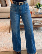 Sky Blue Tailored Seam Detail Womens Shift Jeans