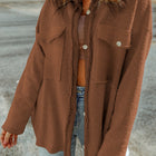 Brown Exposed Seam Terry Patchwork Shacket - Damesmode Afbeelding 3 - Thumbnail