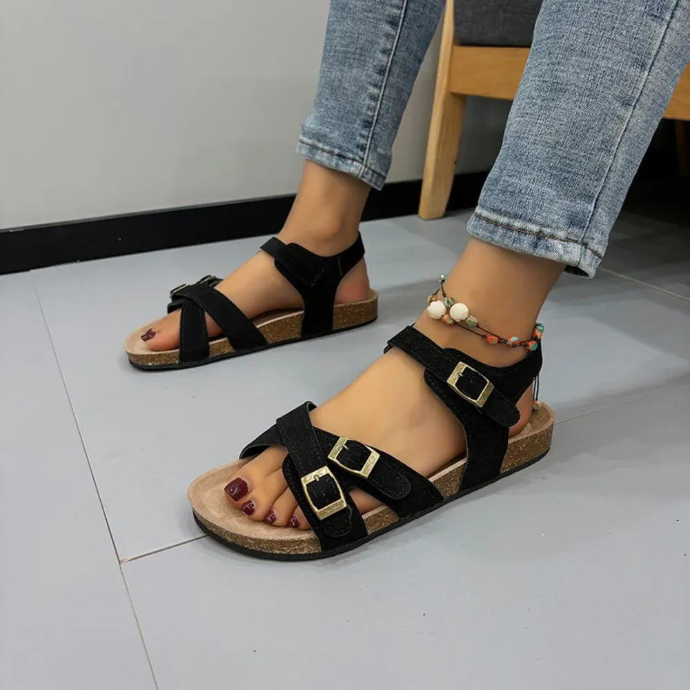 Open Toe Flat Buckle Sandals - Luxe Damesmode & Kleding Collectie | Redblad Nederland